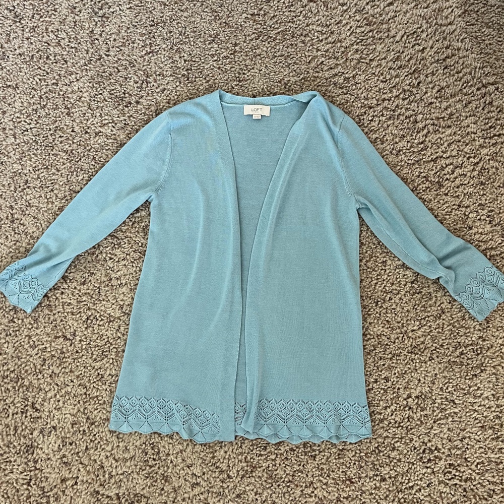 LOFT Blue Open-Front Sweater XS